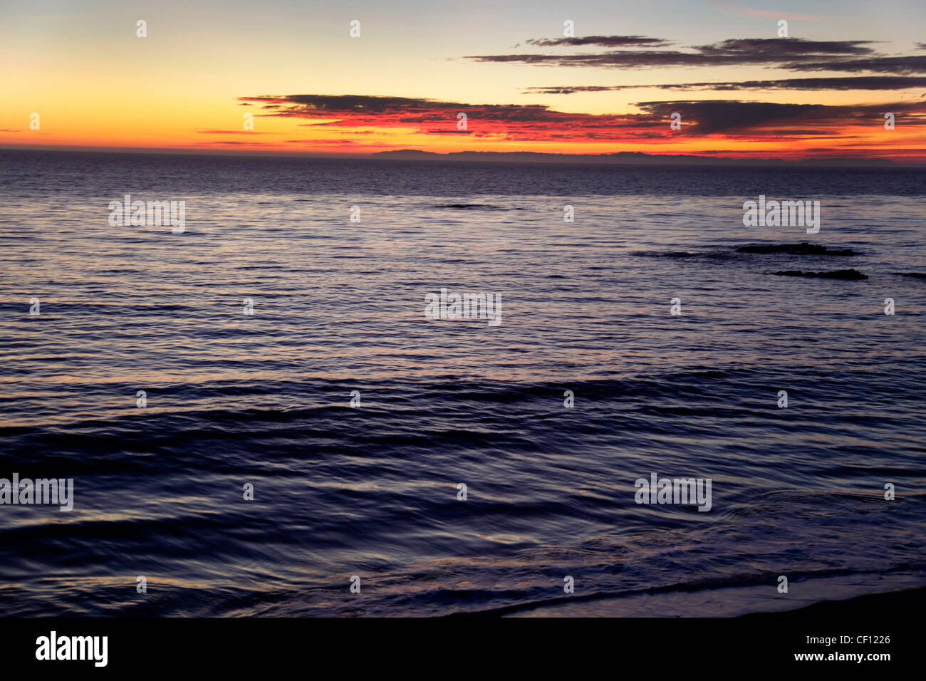 Oceano Pacifico tramonto, CALIFORNIA, Foto Stock