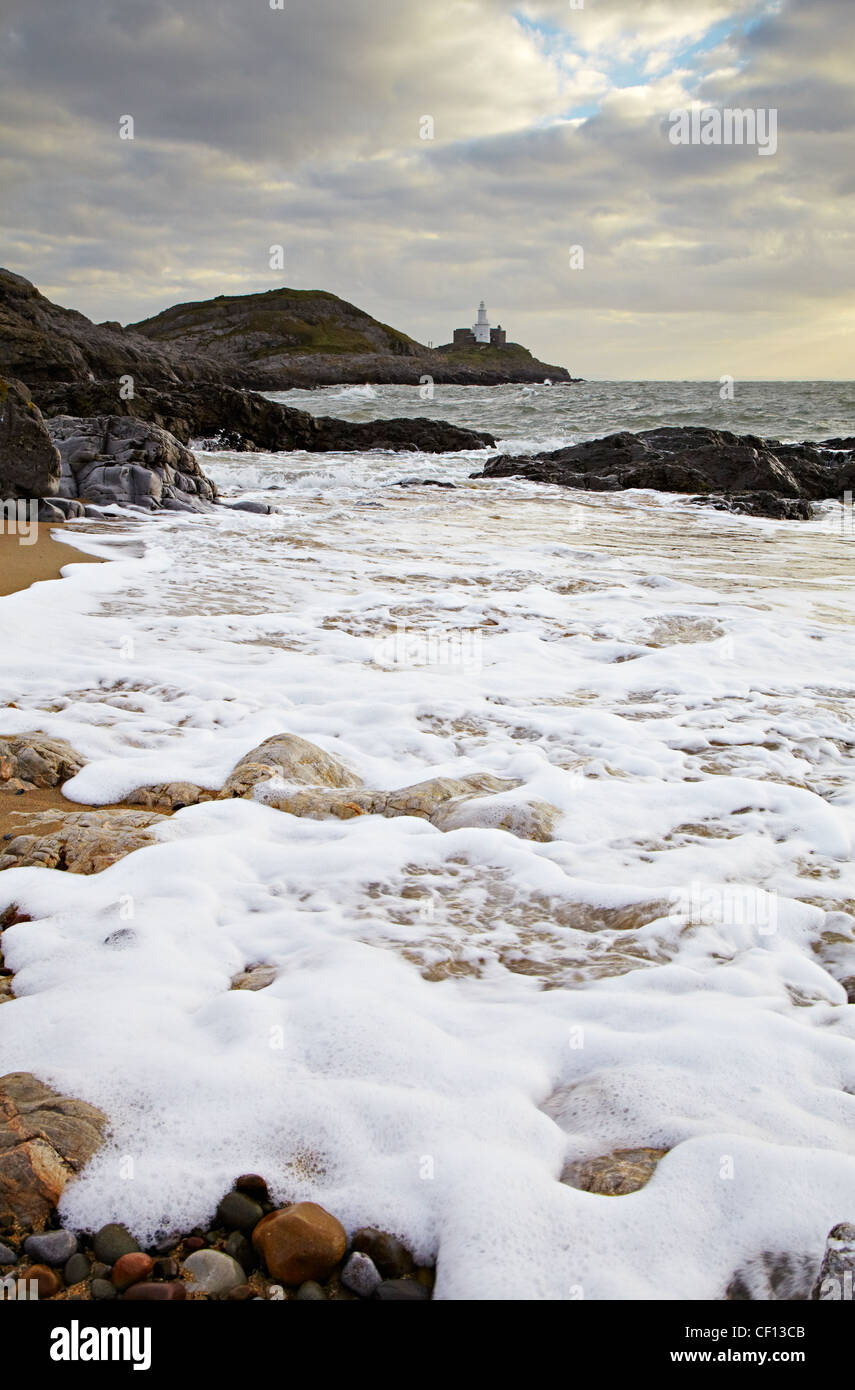 Mumbles Lighthouse, bracciale Bay, Gower, Galles Foto Stock