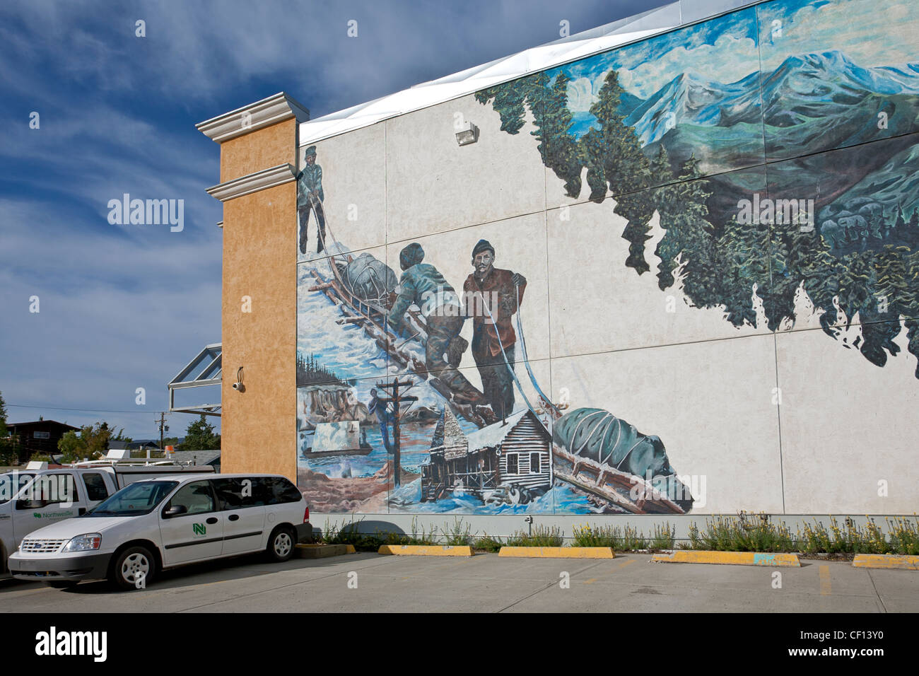 Pittura murale. Whitehorse. Yukon. Canada Foto Stock