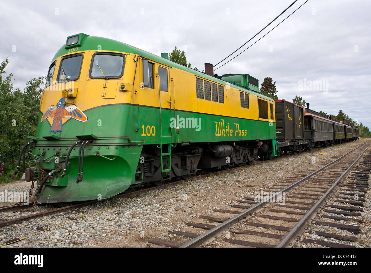 General Electric locomotive diesel. Pass bianco e Yukon Route railroad. Carcross. Canada Foto Stock