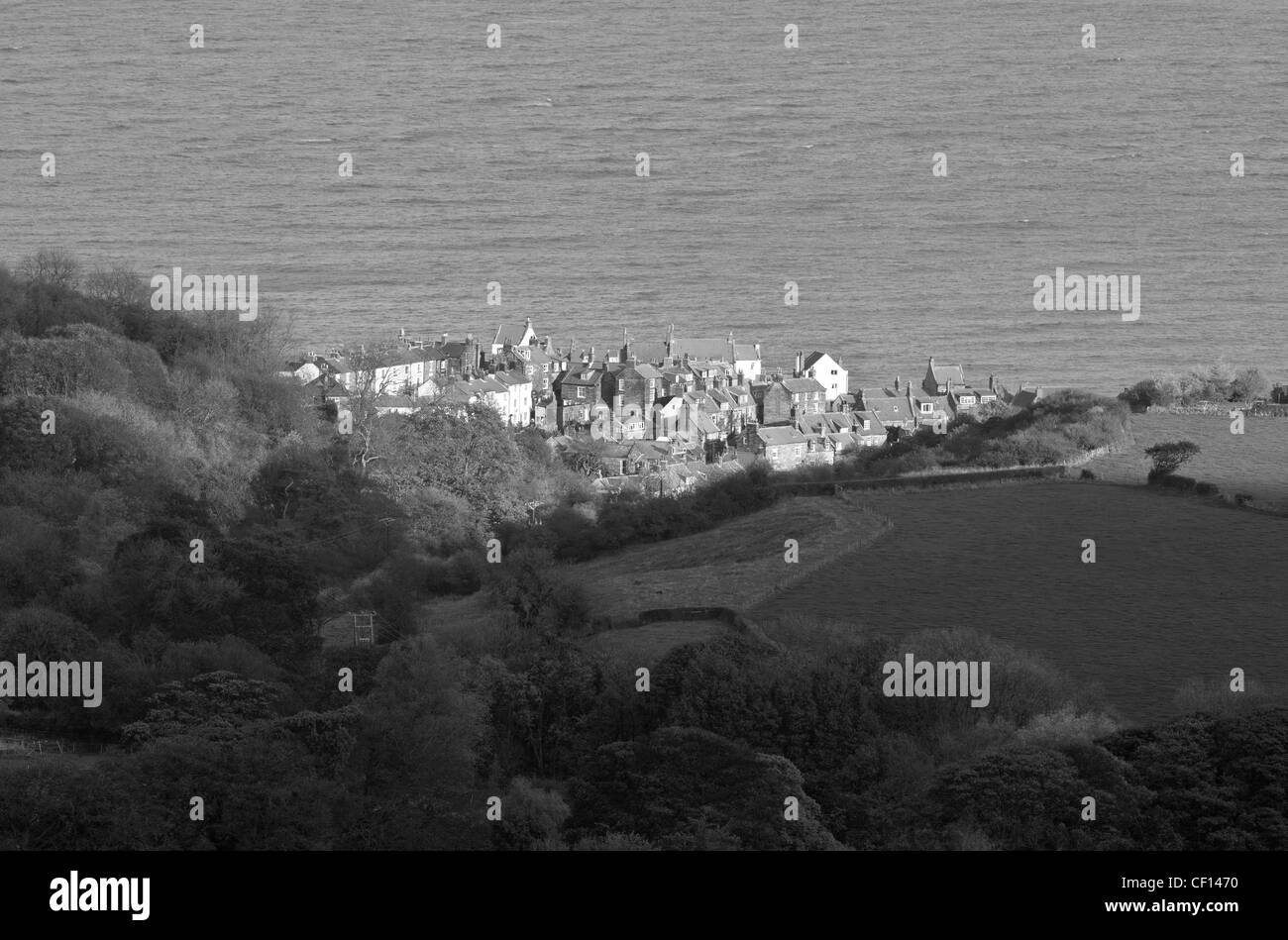 Vista su Robin cappe Bay, North Yorkshire. Foto Stock