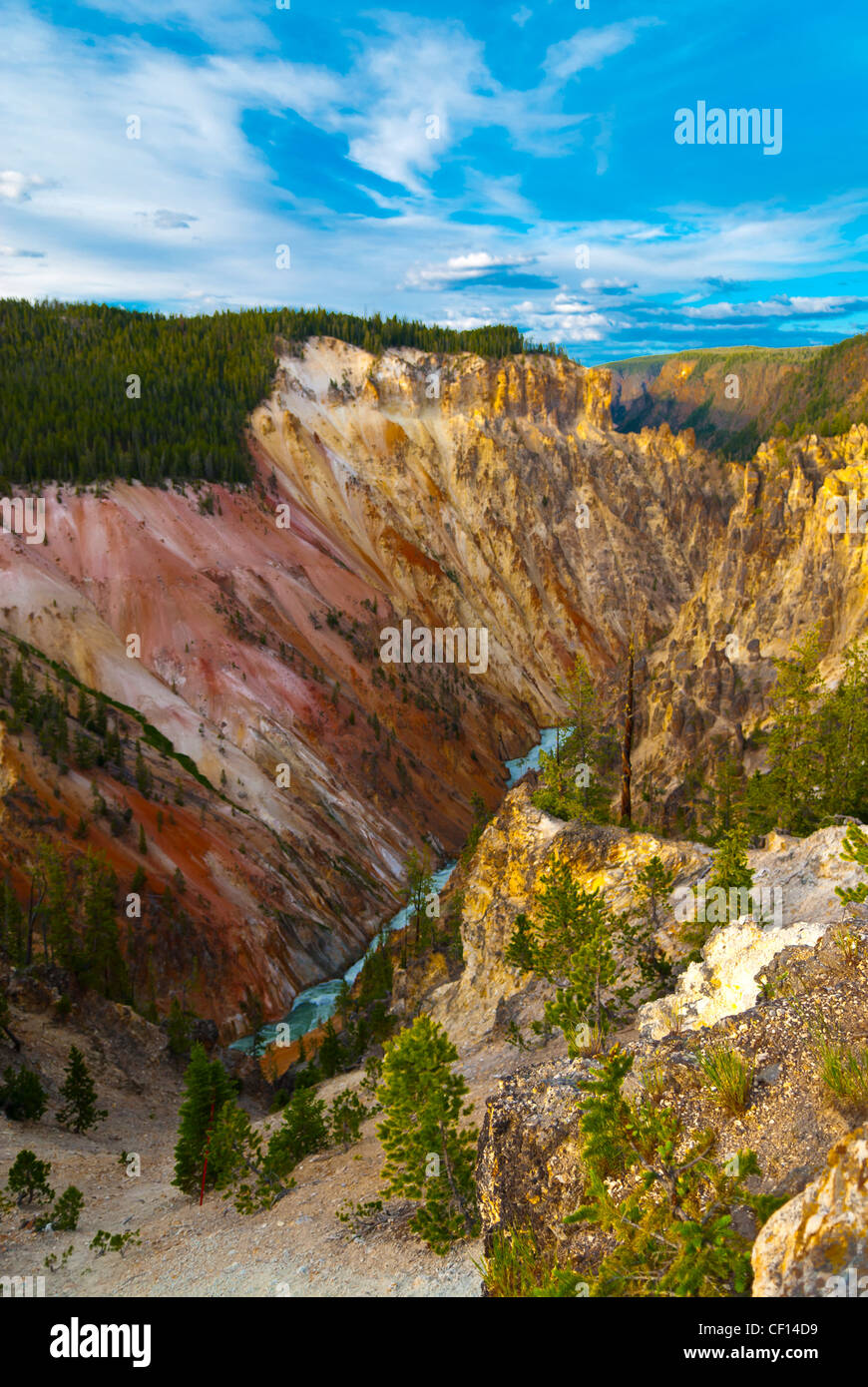Vista da cascate Inferiori a Yellowstone Foto Stock