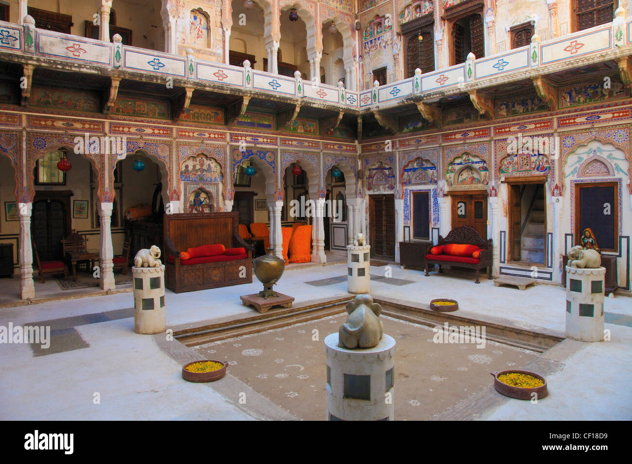 India Rajasthan, Shekhawati, Mandawa, haveli, Foto Stock