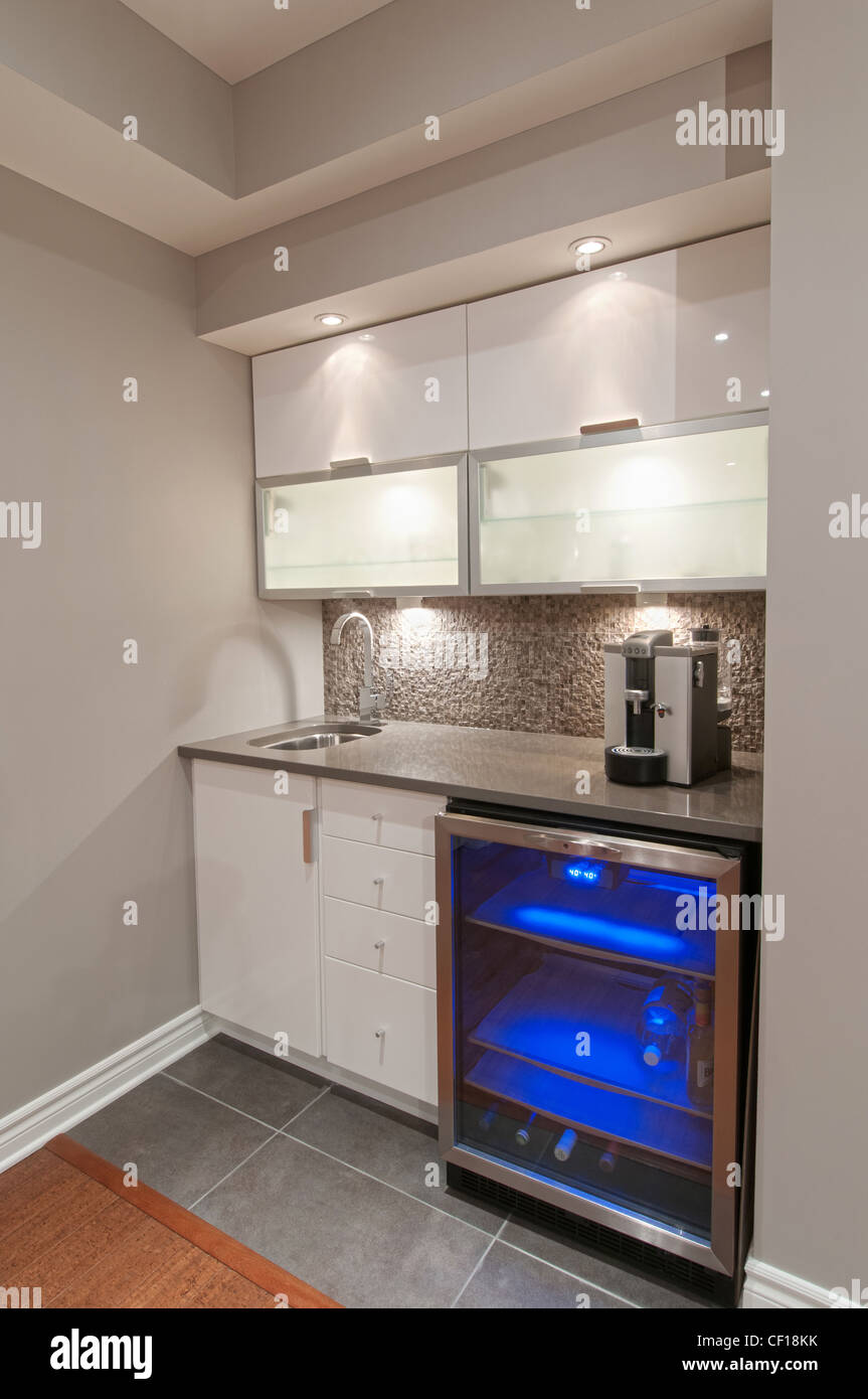 Mini bar e frigo in residenziale di lusso nel seminterrato. Foto Stock