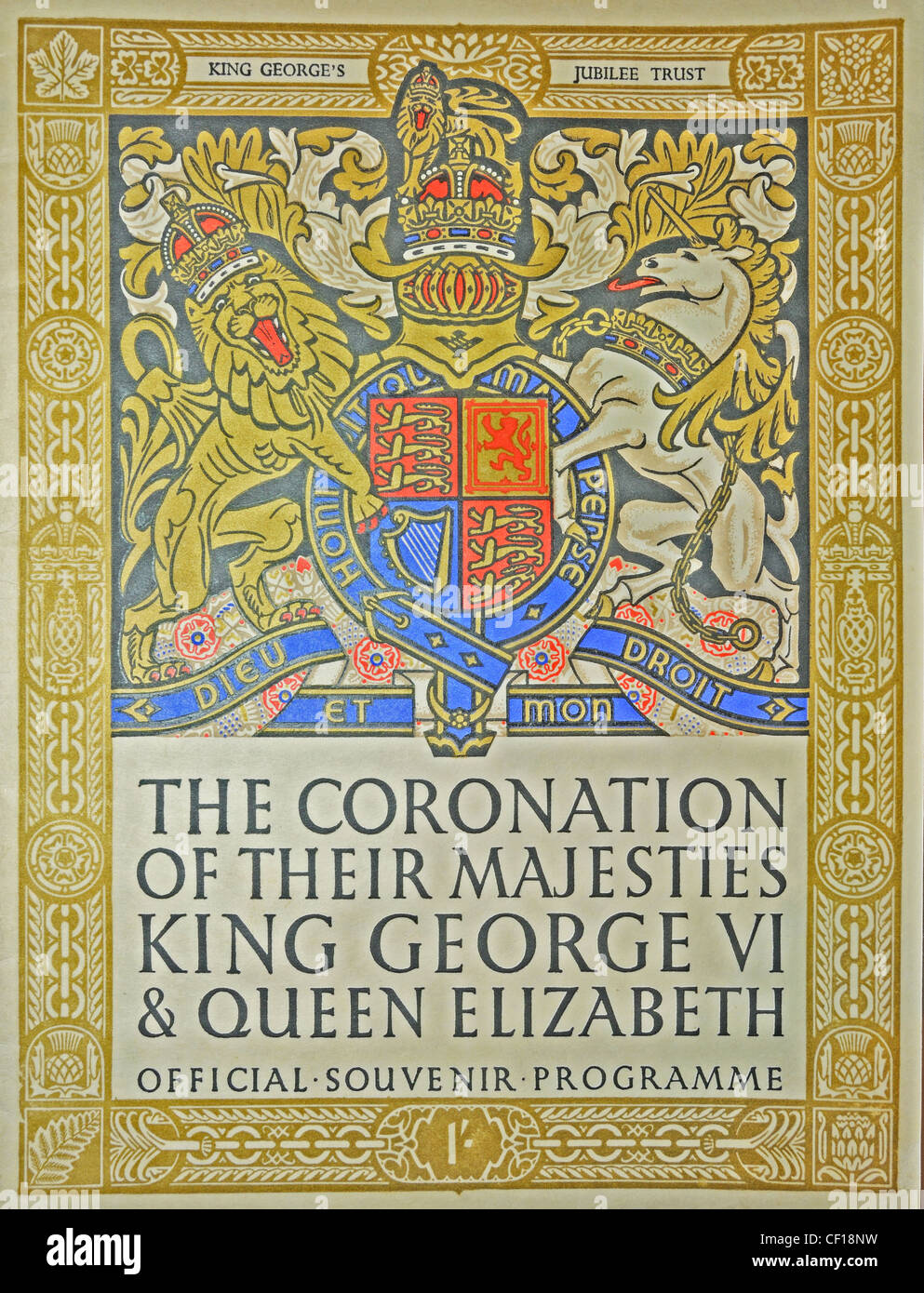 Il coperchio di un souvenir ufficiale programma per l'Incoronazione del Re Giorgio VI e la Regina Elisabetta, 12 maggio 1937 Foto Stock