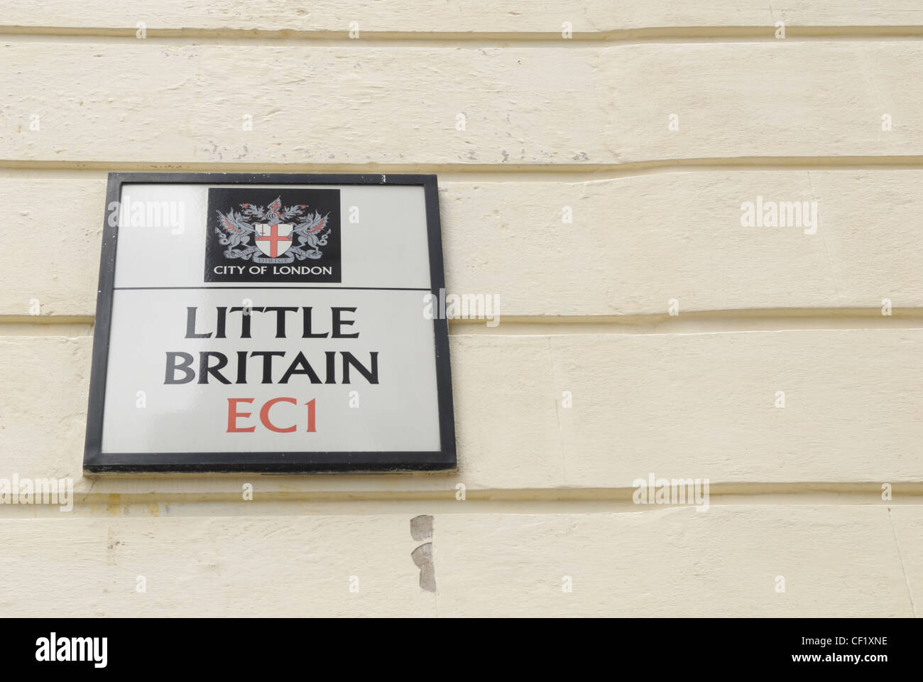 Little Britain street sign in CE1, anche il nome di una famosa commedia televisiva programma. Foto Stock