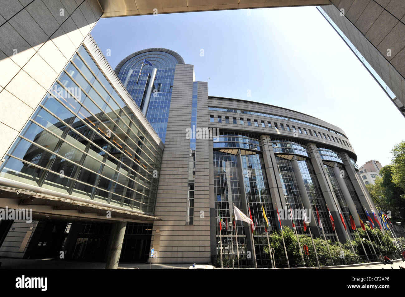 Unione Europea edificio del Parlamento a Bruxelles, Belgio, Foto Stock