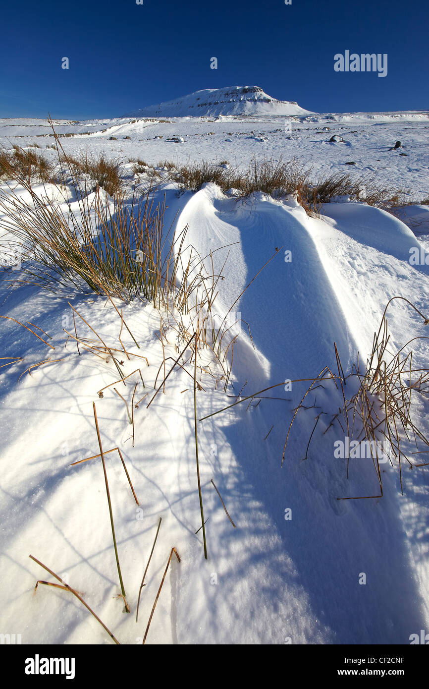 Neve che ricoprono le Pen-y-Ghent, cadde nel Yorkshire Dales e uno di Yorkshire Tre Cime di Lavaredo, d'inverno. Foto Stock