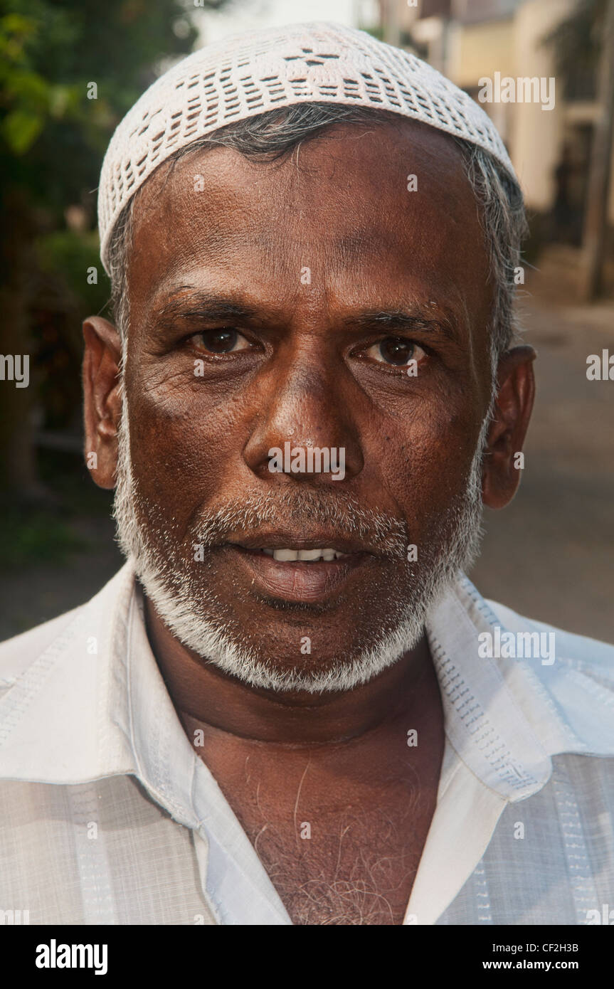 Ritratto di un uomo musulmano a Galle, Sri Lanka Foto Stock