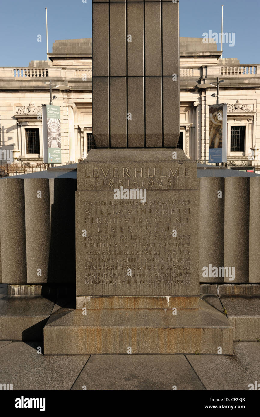 Dettaglio del Signore Leverhulme Memorial al di fuori del Lady Lever Art Gallery Port Sunlight Village Foto Stock