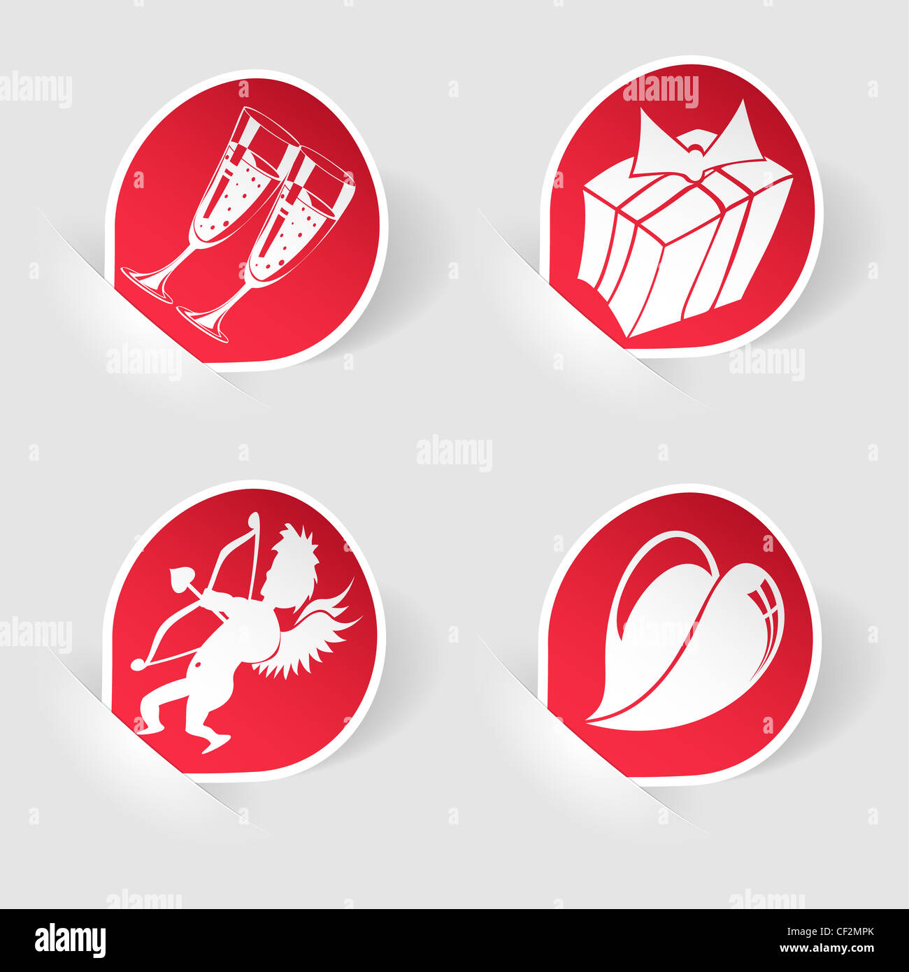 Raccogliere adesivo con Cupido, cuore, dono, vetro montato in tasche, per il giorno di San Valentino Foto Stock