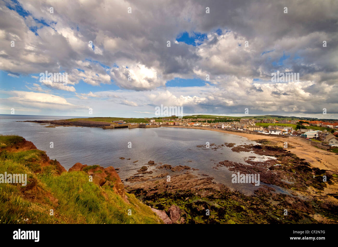 Il Berwickshire città costiera di Eyemouth, sede di una delle più grandi catastrofi di pesca nella storia britannica nel 1881 quando 189 uomini Foto Stock