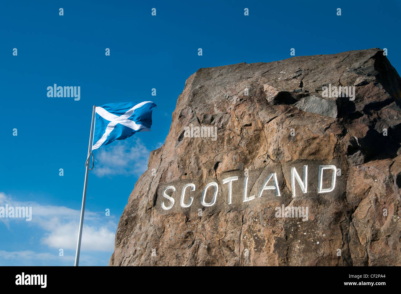 La frontiera scozzese a Carter Bar nelle vicinanze Jedburgh. Foto Stock