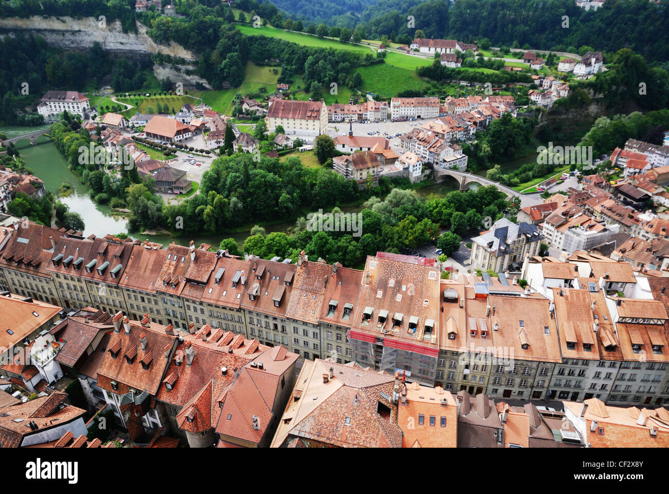 Vista di Friburgo dall'alto. Foto Stock