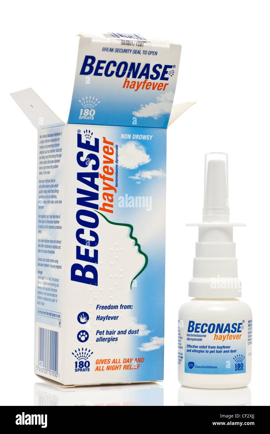 Beconase hayfever spray nasale Foto stock - Alamy
