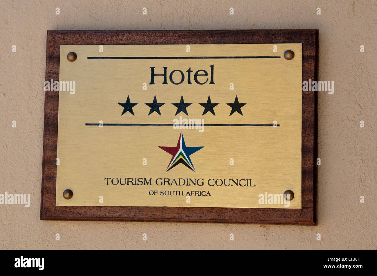Hotel a 5 stelle segno del Sud Africa consiglio di classificazione Foto Stock Hotel a 5 stelle segno del Sud Africa consiglio di classificazione Foto Stock