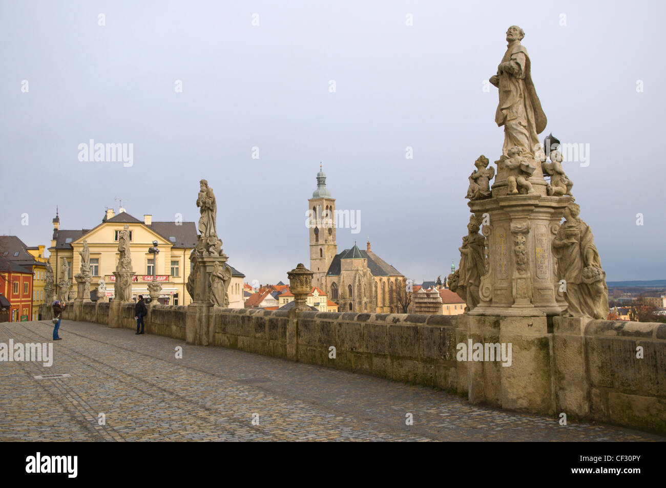 Pedonale Barborska strada acciottolata Kutna Hora città Repubblica Ceca Europa Foto Stock