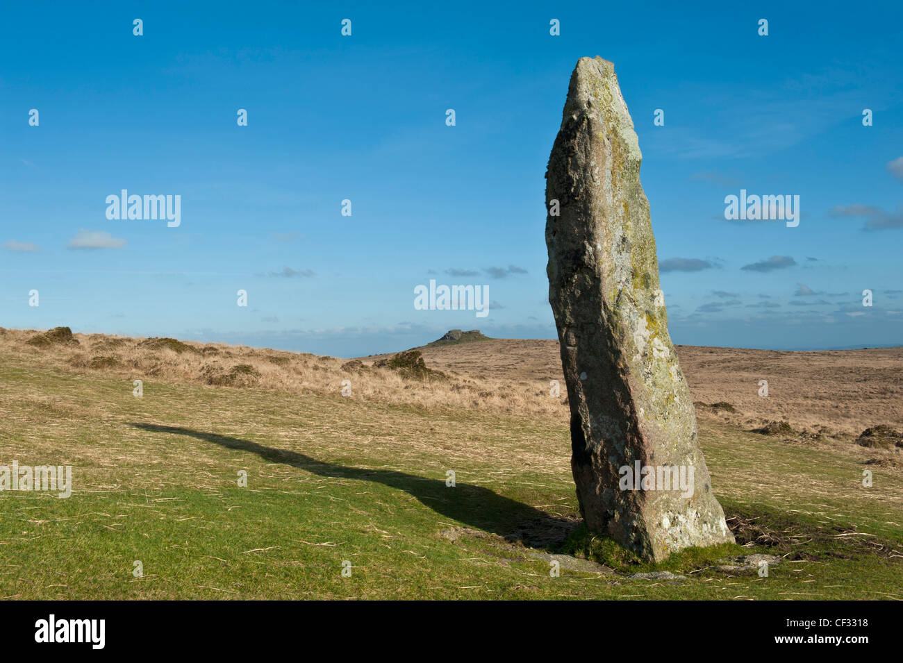 La pala verso il basso Longstone, Parco Nazionale di Dartmoor, Devon Foto Stock