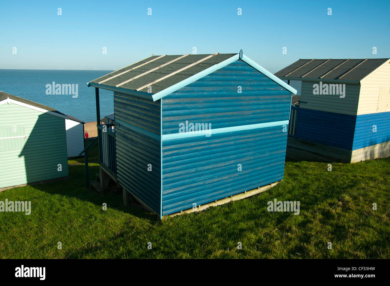 Cabine sulla spiaggia, Tankerton Kent England Regno Unito Foto Stock