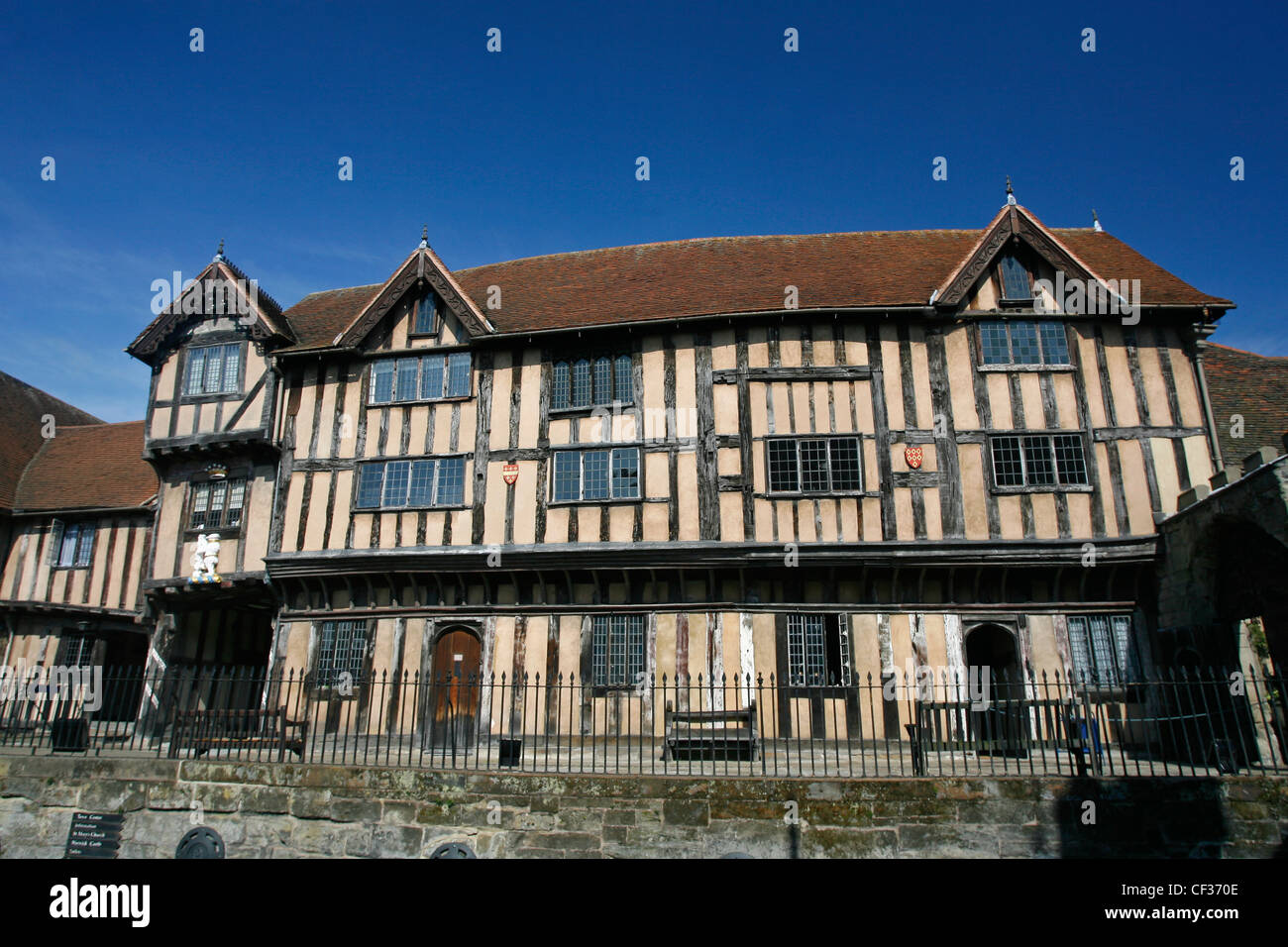 La struttura di legno facciata del Lord Leycester Hospital in Warwick. Foto Stock
