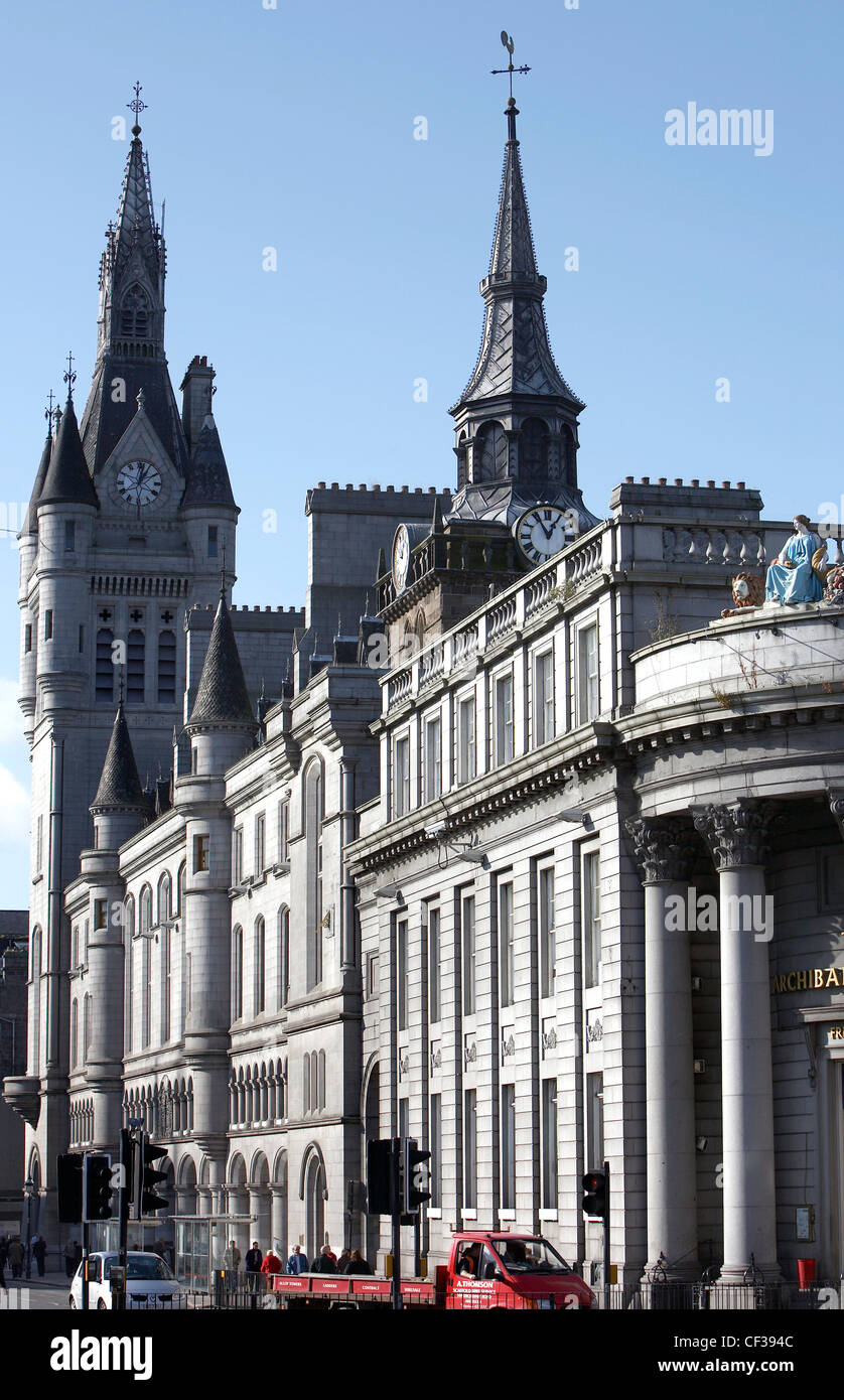 Archibald Simpsons architettura sul ex nord della Scozia banca in Aberdeen. Foto Stock