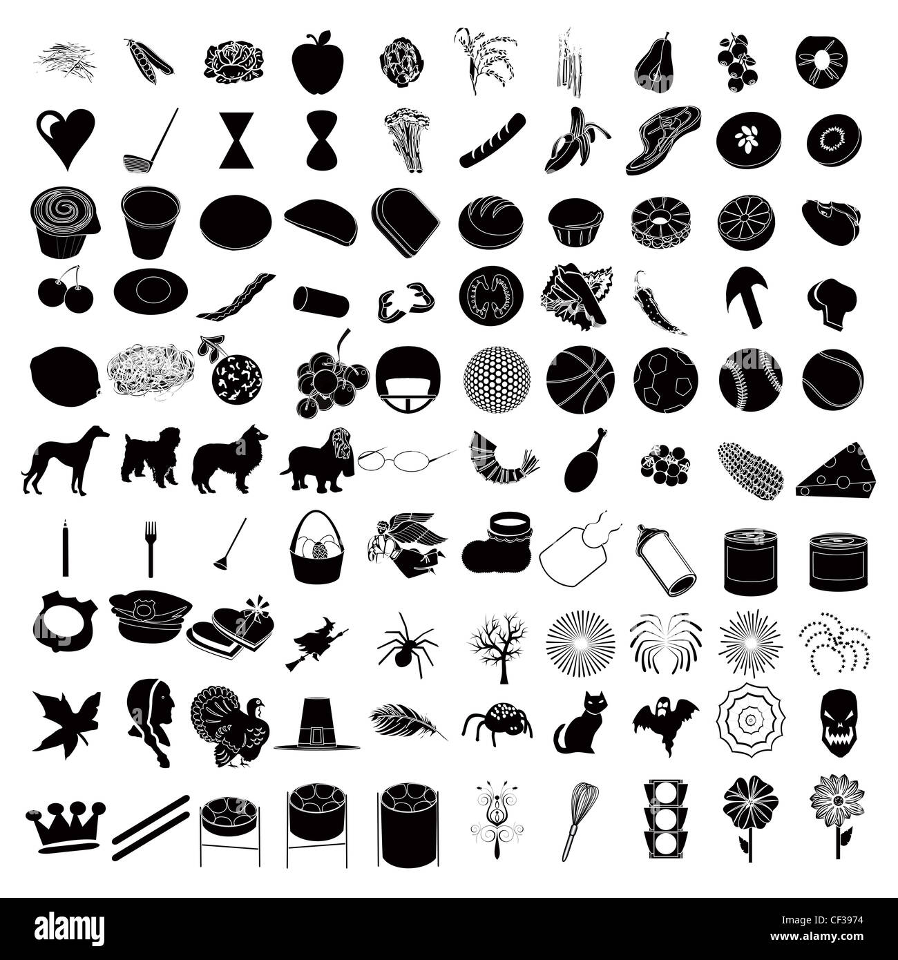 Illustrazioni vettoriali di 100 serie di icone 3 Foto Stock