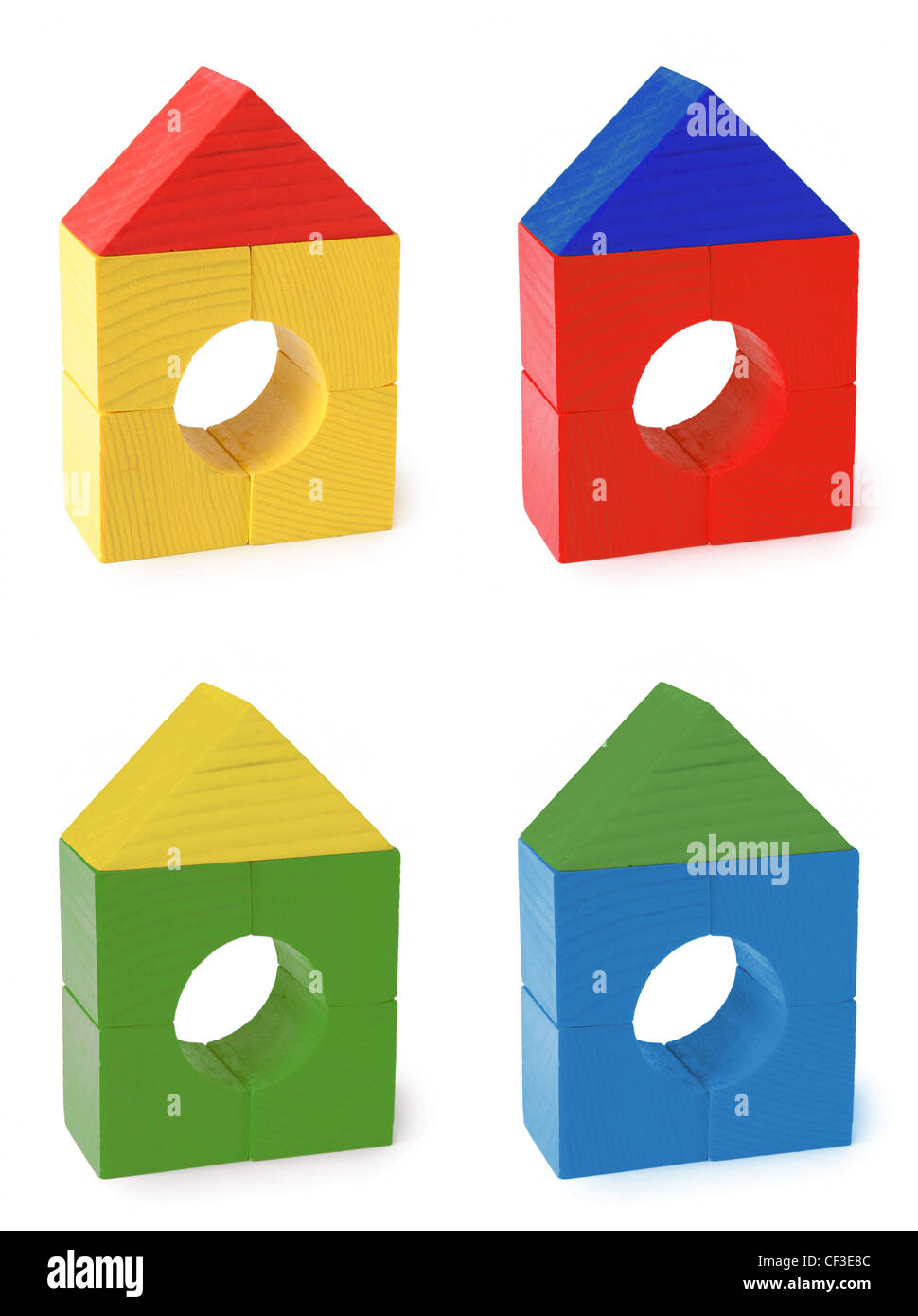 Multi color legno case giocattolo Foto Stock