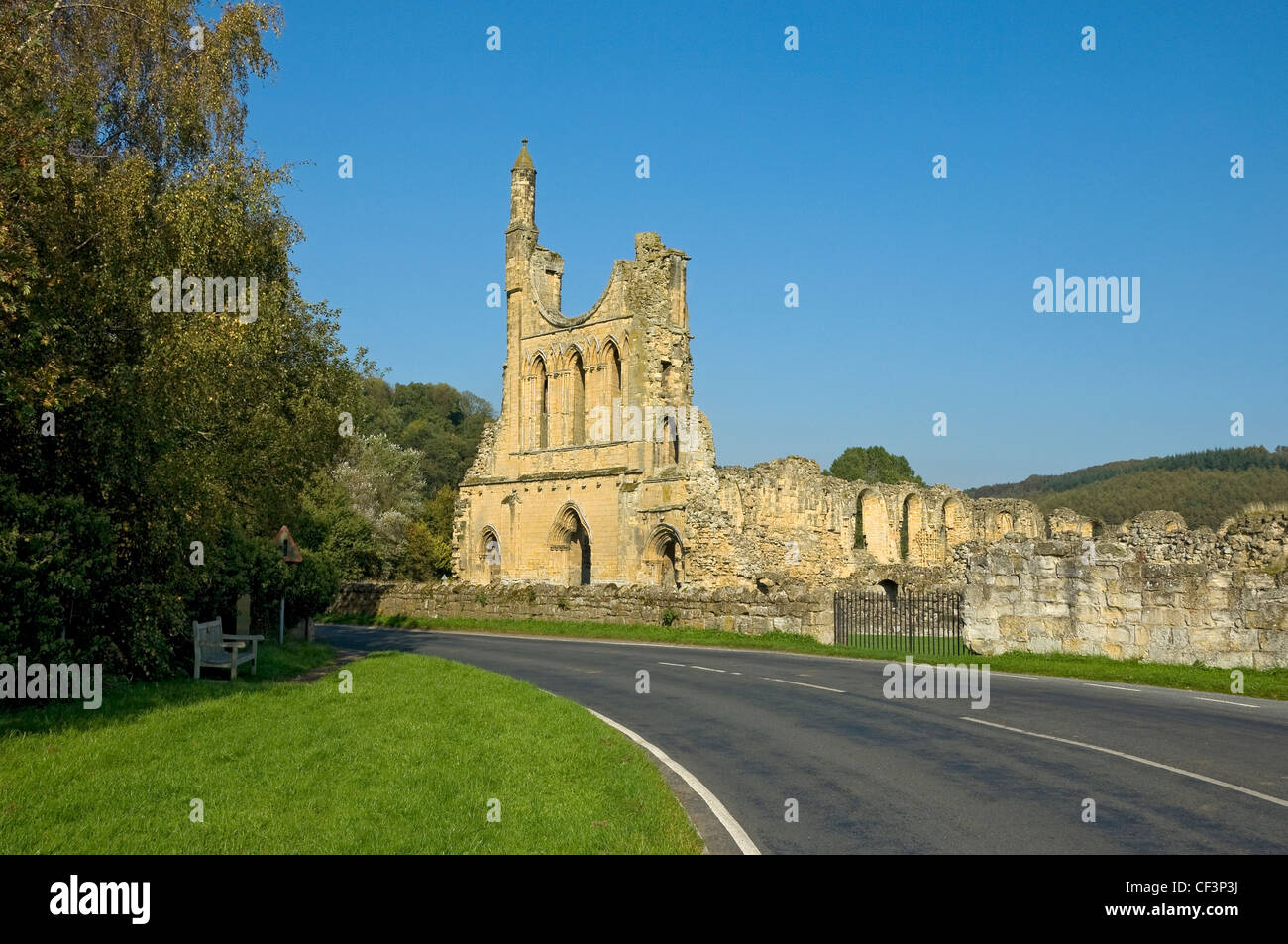 Rovine dell'Abbazia di Byland, che una volta era uno dei più grandi monasteri in Inghilterra. Foto Stock