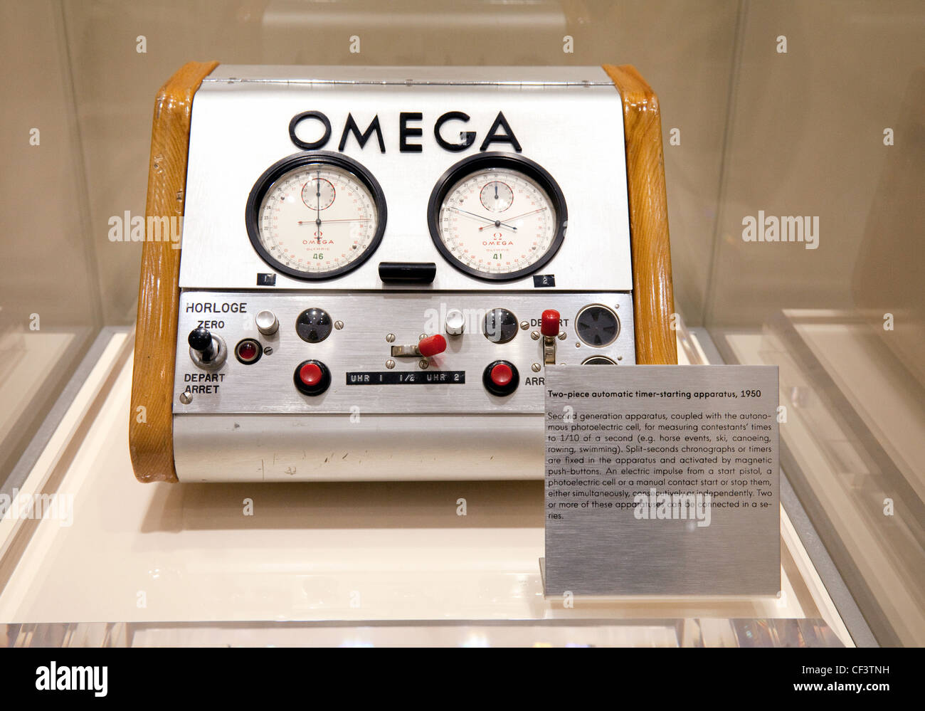 Omega in due pezzi timer automatico-apparecchiatura di avviamento, 1950, per i giochi olimpici di temporizzazione degli eventi Foto Stock