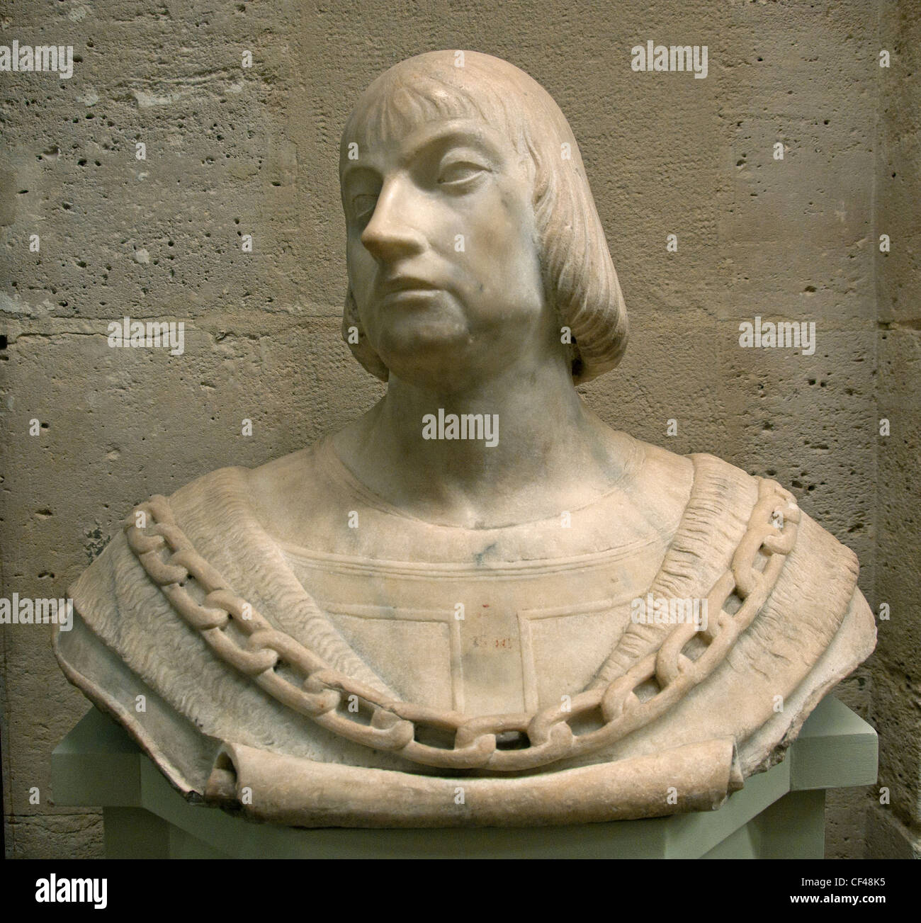 Busto di uomo che indossa una stringa secolo 15 Nord Italia Italiano Foto Stock