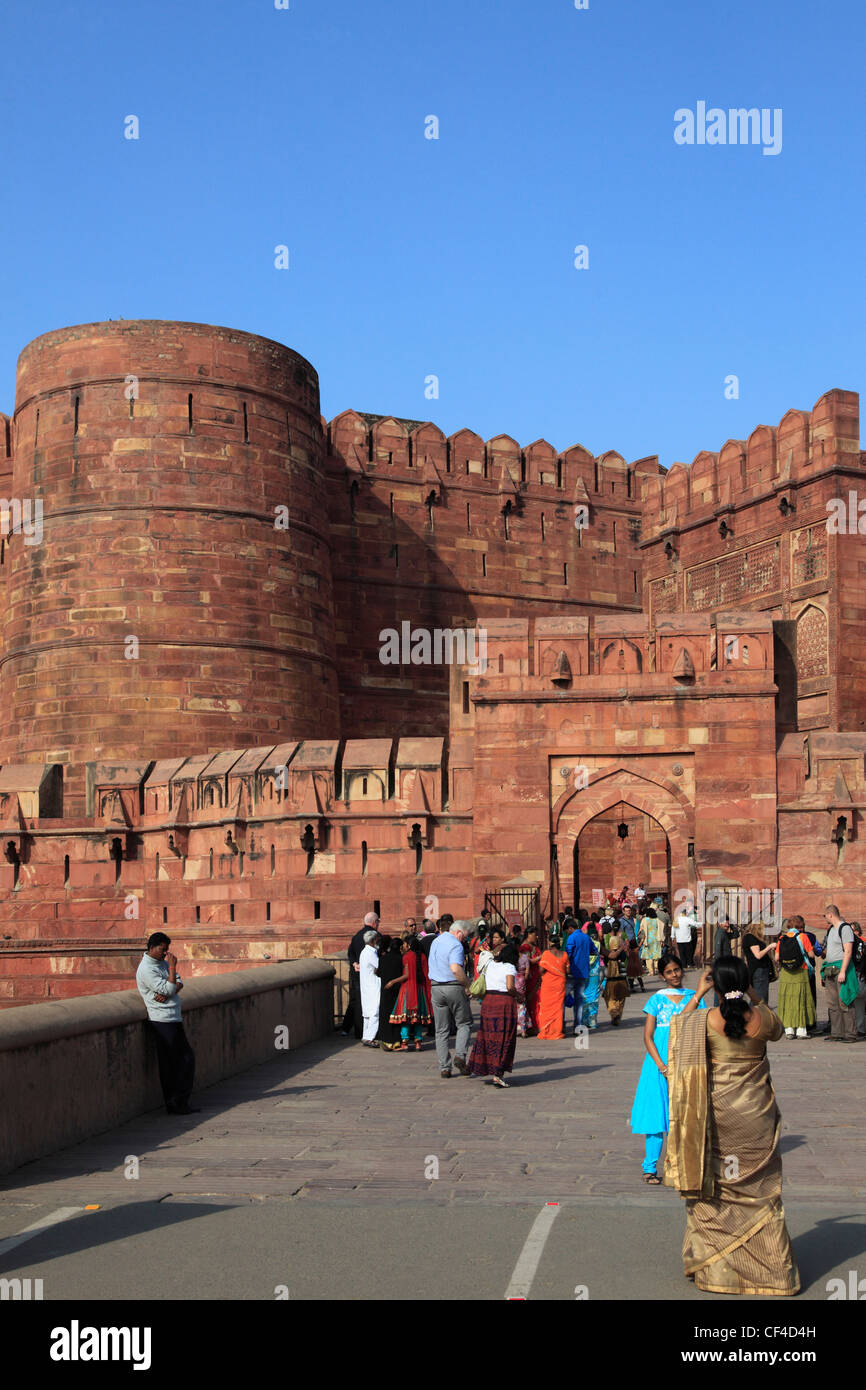 India, Uttar Pradesh, Agra, Fort, Amar Singh Gate; Foto Stock