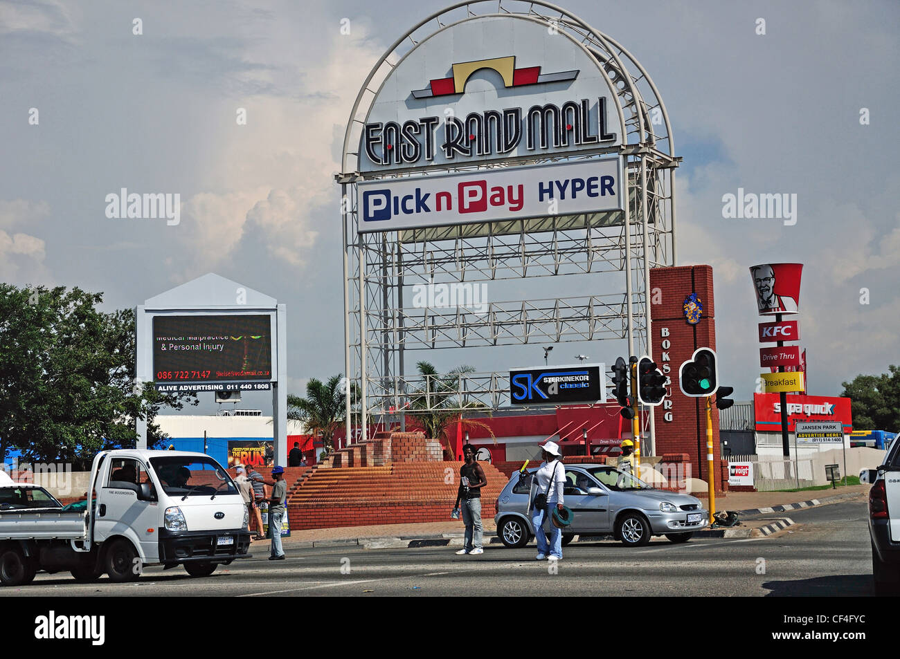 Ingresso a East Rand Mall Shopping Centre, Boksburg, vicino Johannesburg, provincia di Gauteng, Repubblica del Sud Africa Foto Stock