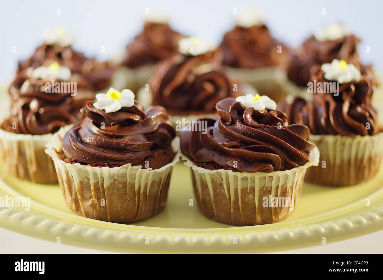 Tortini di cioccolato con panna chololate Foto Stock
