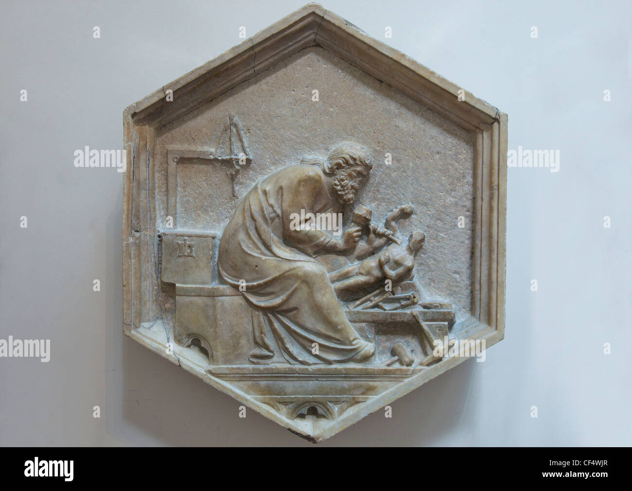 Scultura di Andrea Pisano, originale sollievo dal Campanile, Museo dell'Opera del Duomo di Firenze, Toscana, Italia, Europa Foto Stock