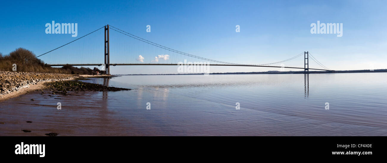 Il Humber Bridge, il quinto più grande singolo-span ponte di sospensione nel mondo. Foto Stock