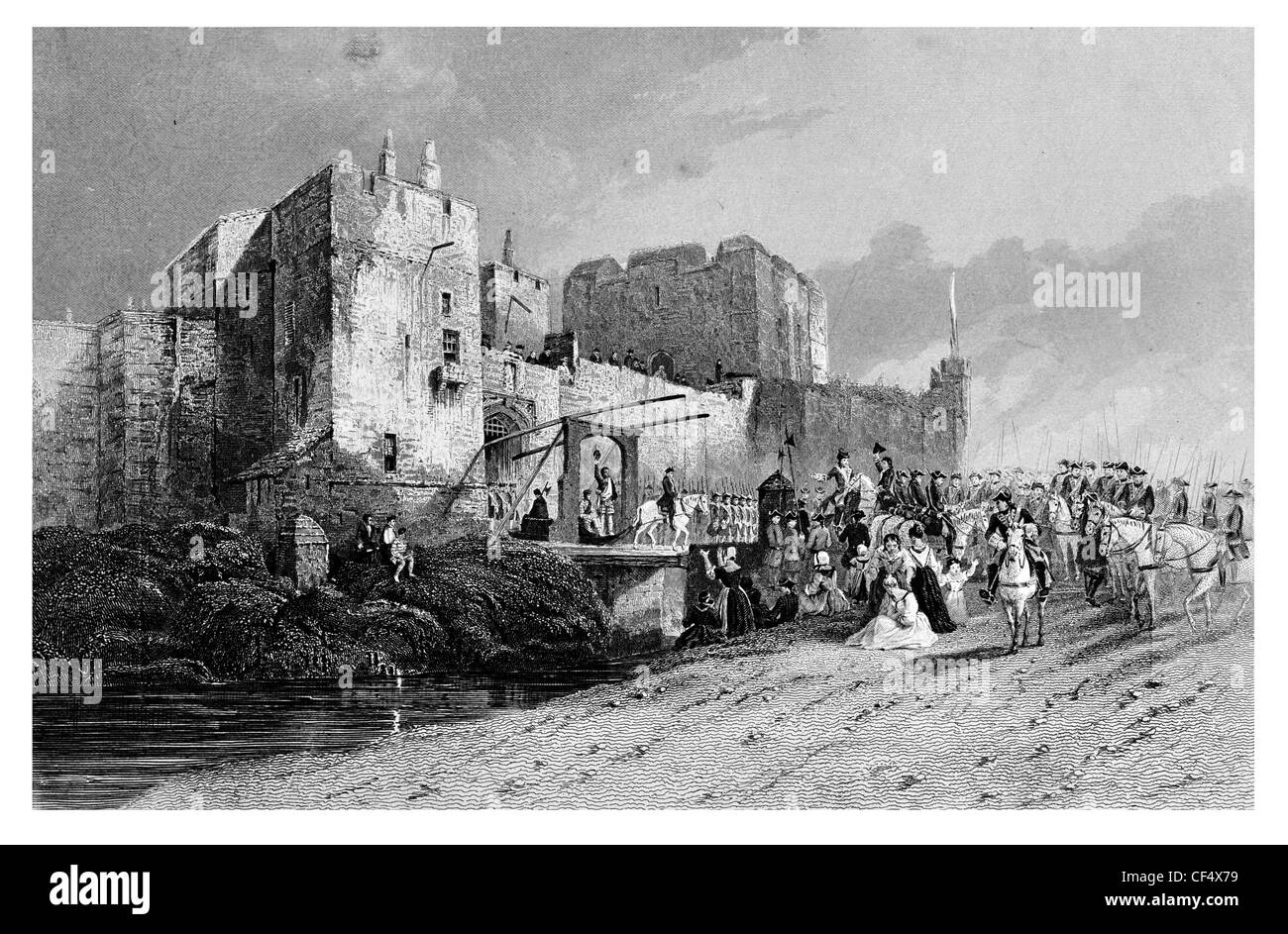 Esecuzione di ribelli a Carlisle Castle Rising Giacobita contro George II Foto Stock