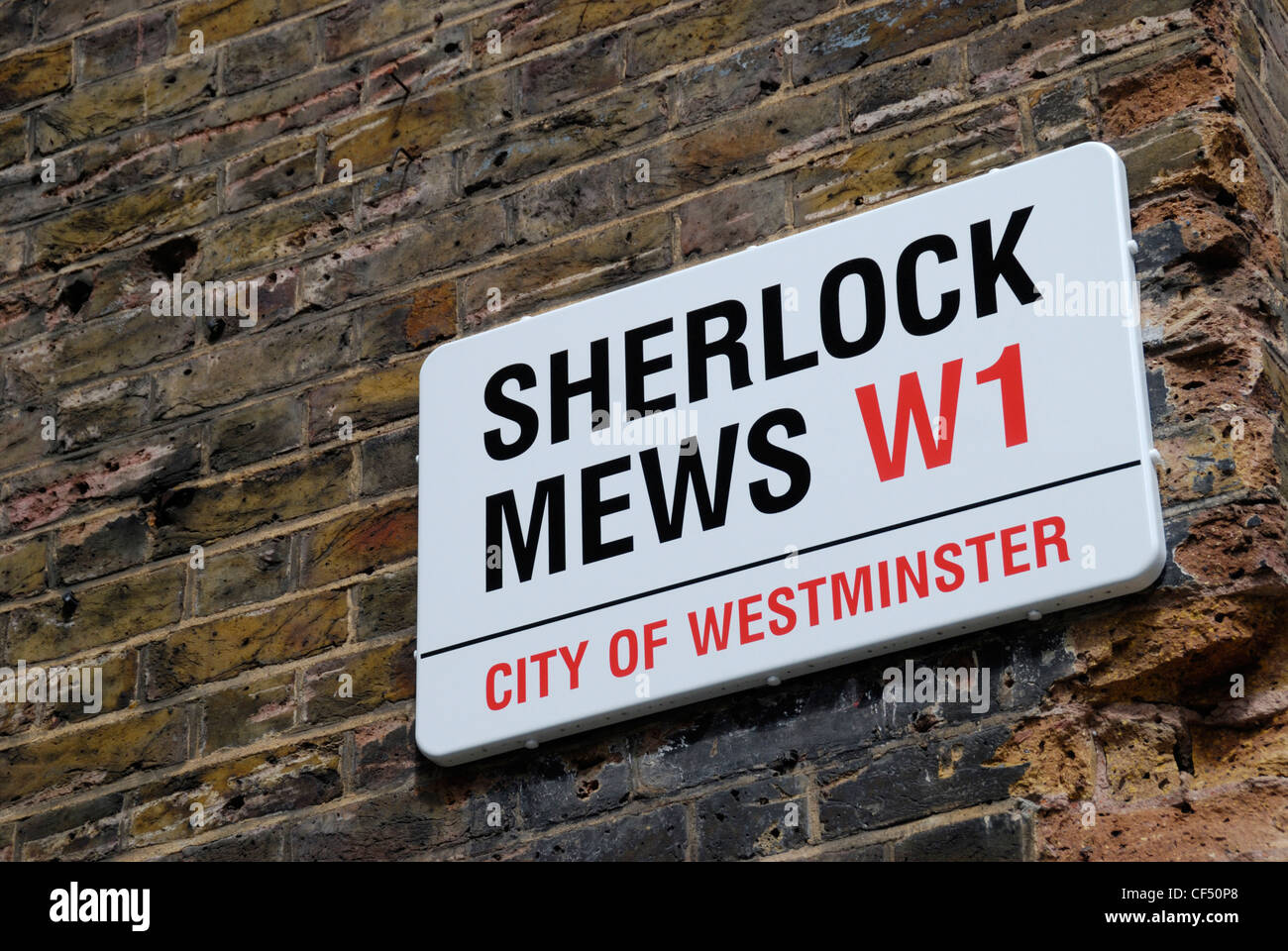 Sherlock Mews W1 London street segno su una parete. Foto Stock