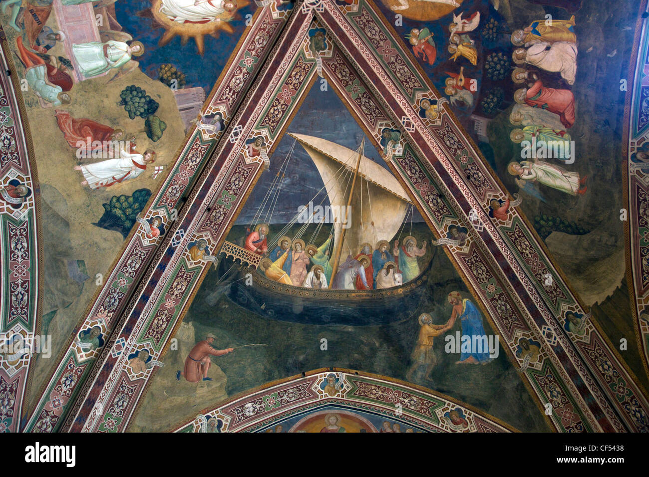 La barca di Pietro e di Andrea di Bonaiuto, 1365-1367, Cappella Spagnola, Basilica di Santa Maria Novella a Firenze Italia Foto Stock