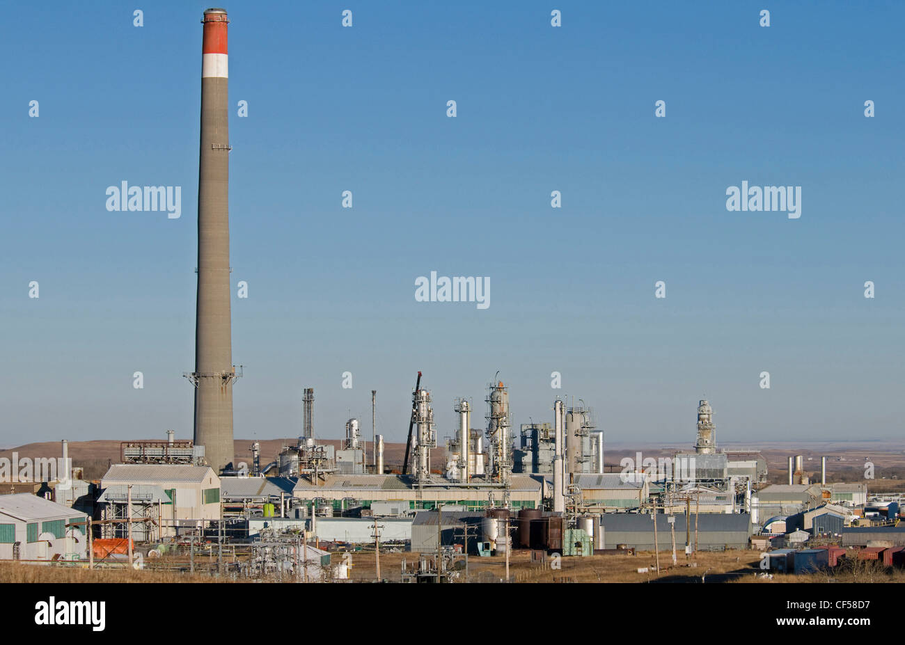 Canada, Alberta, Waterton, Shell sour del gas naturale nello stabilimento di trasformazione che produce metano propano butano etano e zolfo Foto Stock