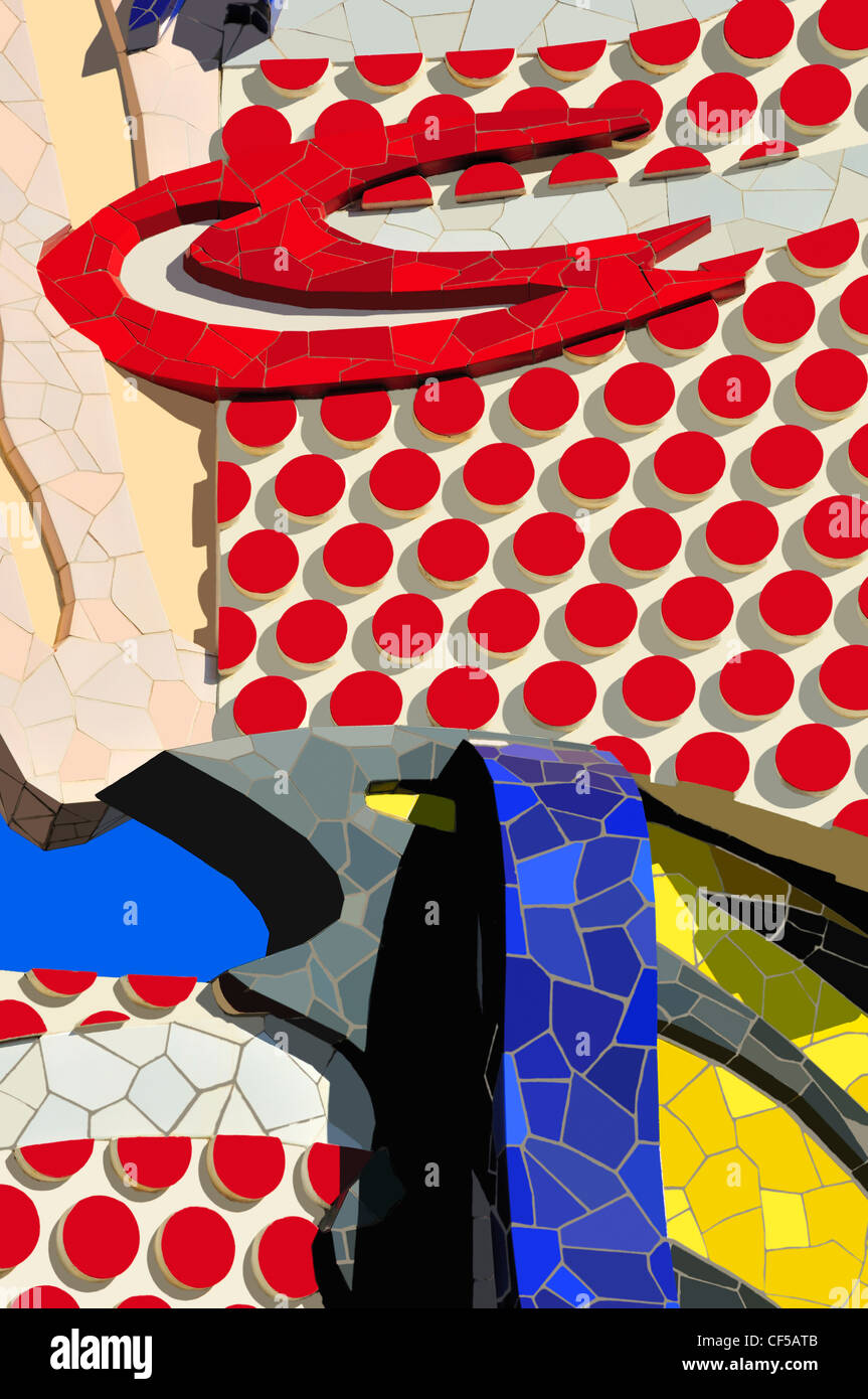 Barcellona, Spagna. "Testa di Barcellona' (Roy Lichtenstein) Dettaglio - manipolato digitalmente - colori puliti e levigati Foto Stock