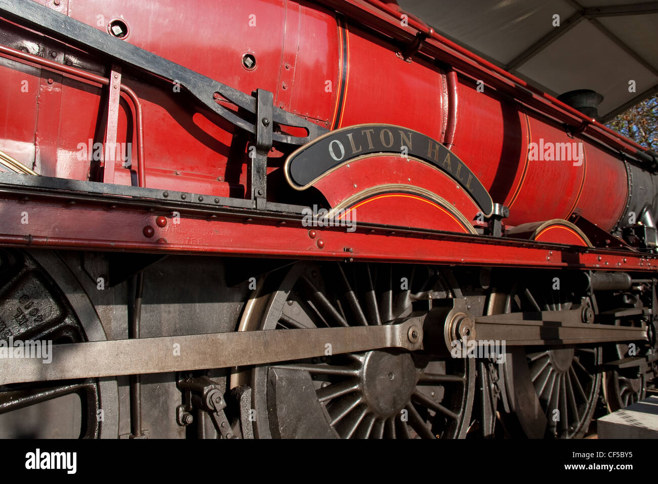 Red vapore locomotiva del treno Foto Stock