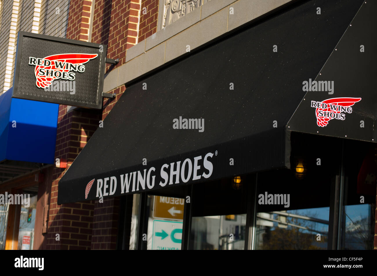 Ala Rossa scarpe, famoso calzolaio, in Ala Rossa, Minnesota. Foto Stock