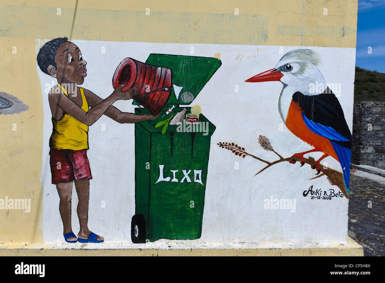 Murale di Portela nel cratere Cha das Caldeiras, isola di Fogo, Isole di Capo Verde, Africa Foto Stock