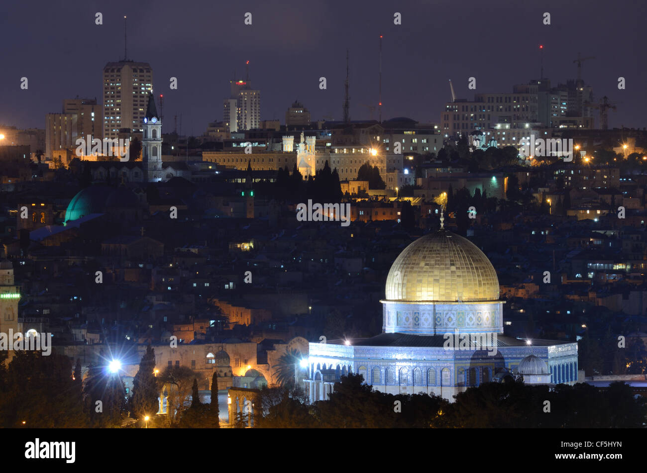 Skyline della città vecchia di Gerusalemme, Israele. Foto Stock