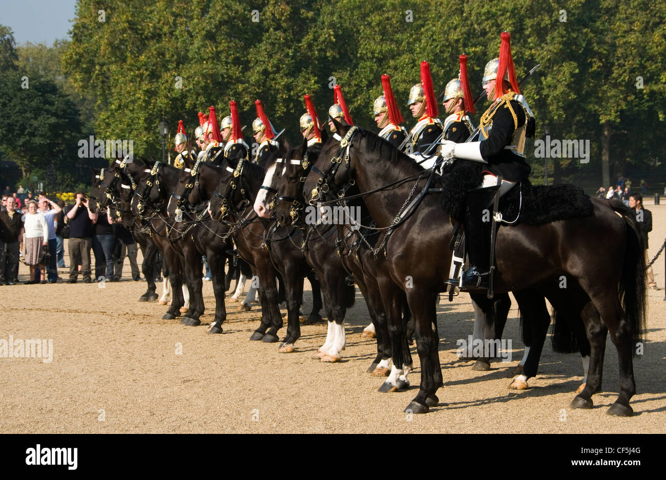 Cerimonia del Cambio della Guardia a Whitehall a Londra. Foto Stock
