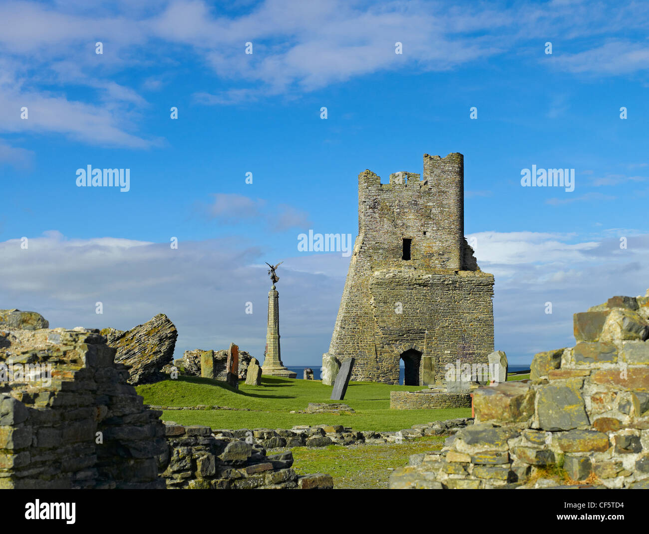 Rovine del XIII secolo Aberystwyth Castle. Foto Stock