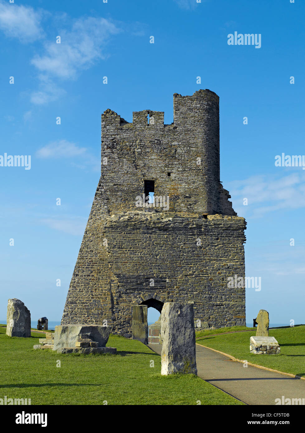 Rovine del XIII secolo Aberystwyth Castle. Foto Stock