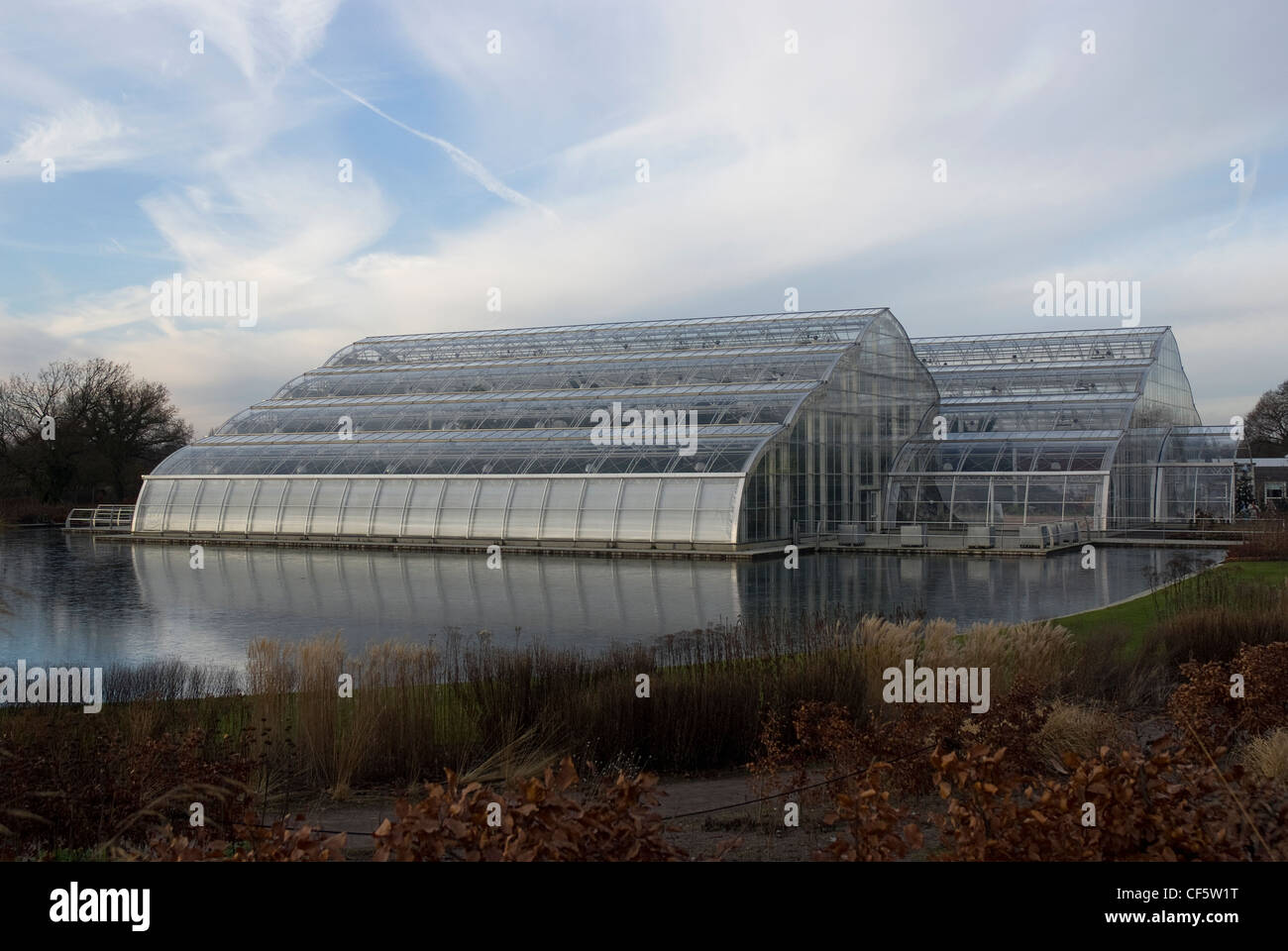 Il nuovo Glasshouse ad RHS Wisley, costruito per mostrare i giardini di classe mondiale di raccolta di piante. Foto Stock