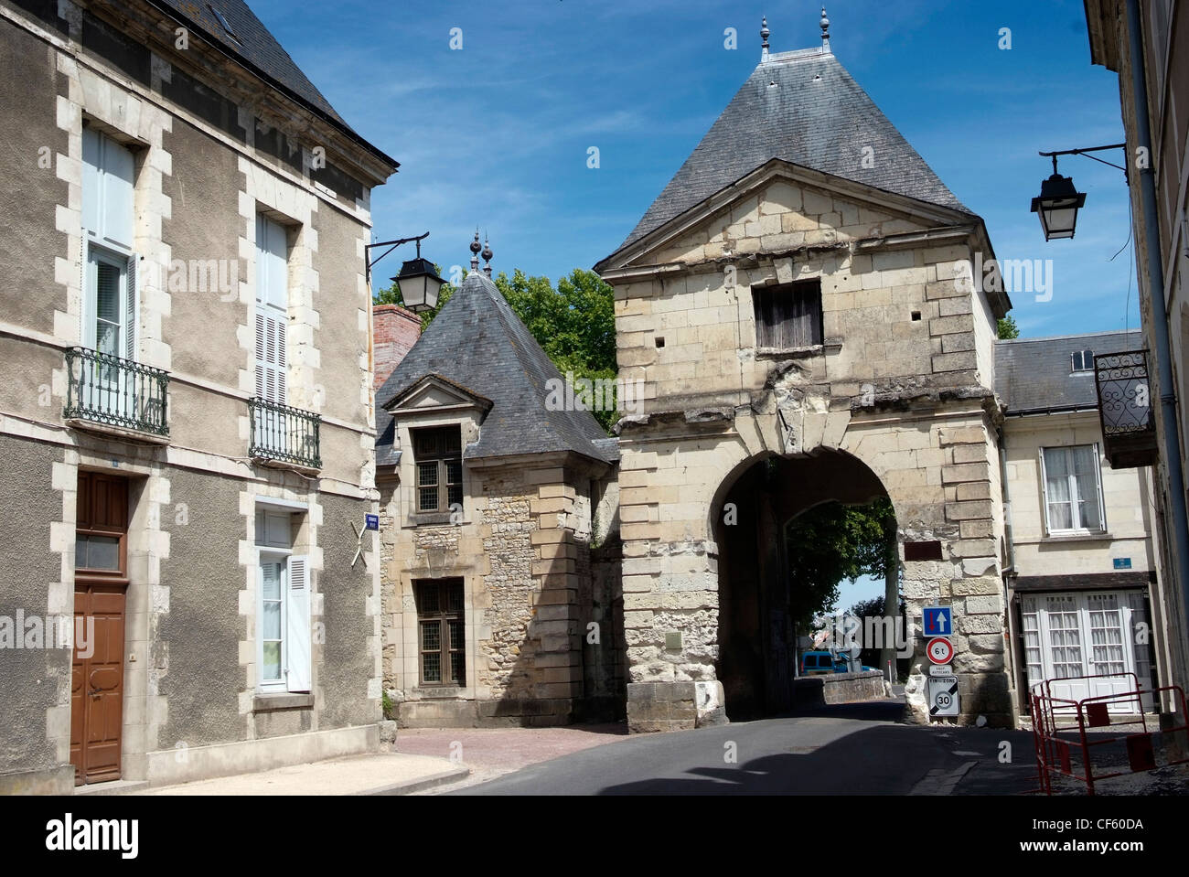 Francia, Pays de Richelieu, Richelieu, Porte, modello Foto della città di Glyn Genin Foto Stock