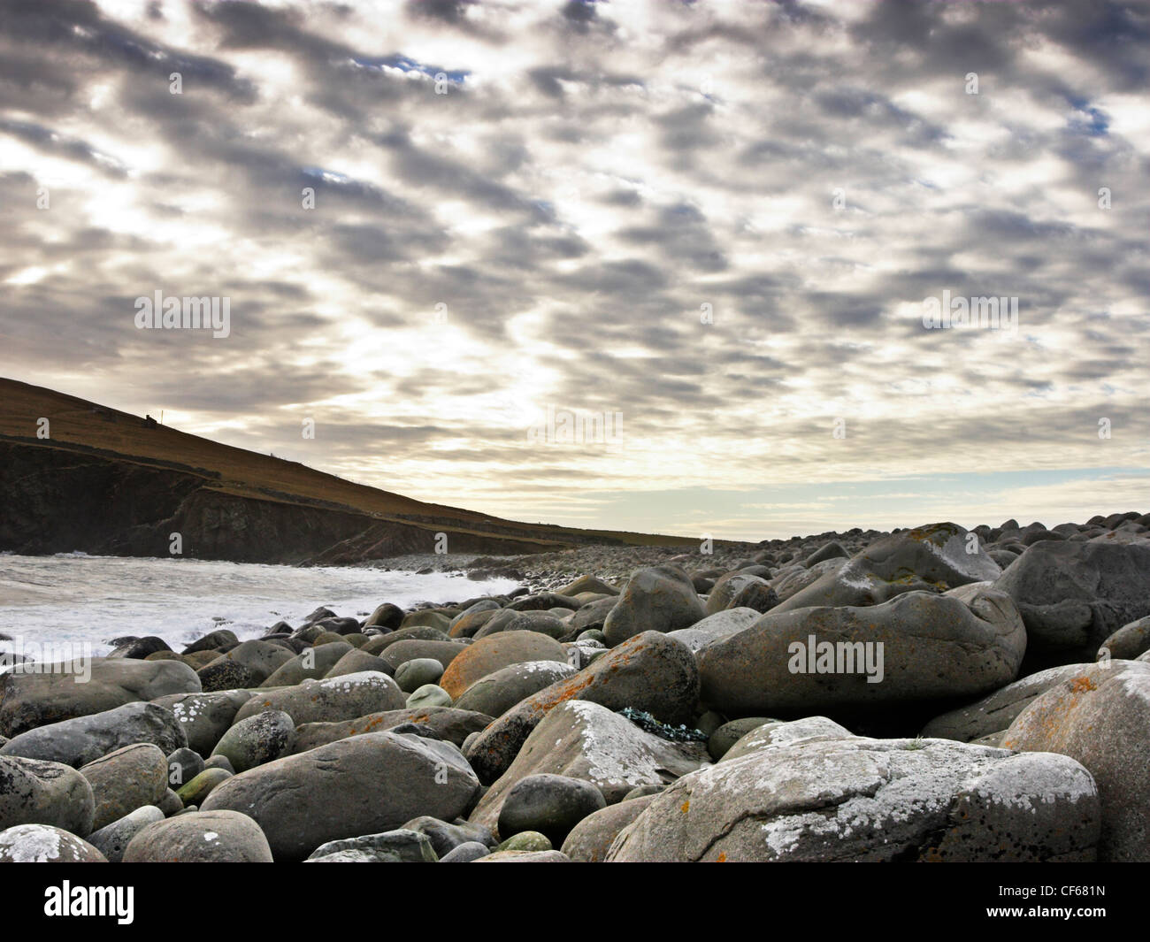 Massi a Grutness sulle Isole Shetland. Foto Stock